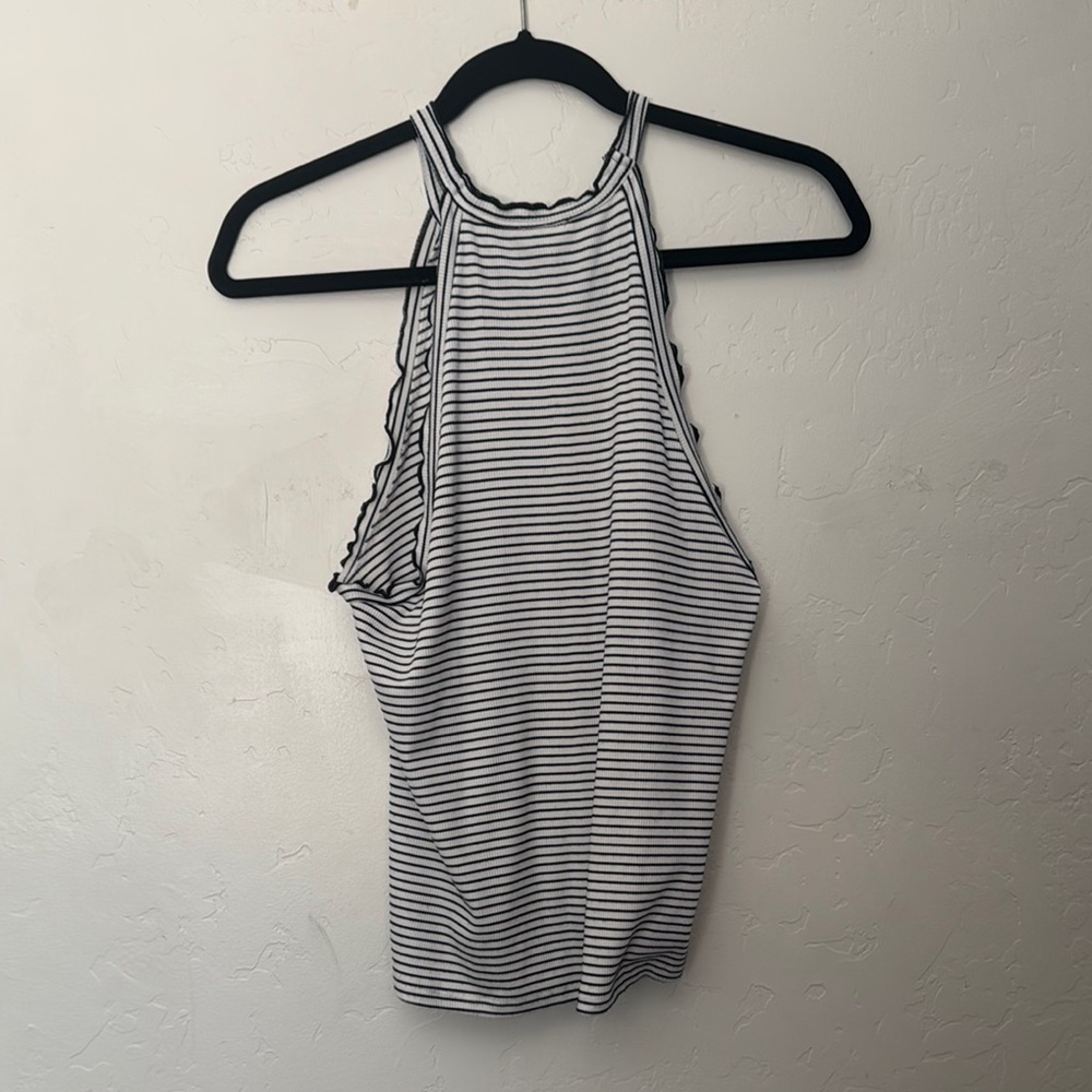 Hem & Thread Striped Ribbed Racerback Tank Top – Size L - Picture 3 of 3